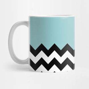 Black and White Zigzag Pattern, Chevron, Blue Mug